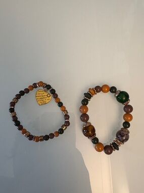 Handcrafted in Cozumel Multicolor Beaded Stretch Bracelet - Brown & Green